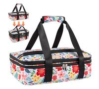 Pioneer Woman Double Decker Food Carrier - Expandable Lasagna Holder for Hot or Cold Food, Fits 9" x 13" Baking Dish