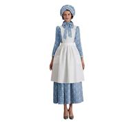 Pioneer Women Floral Prairie Dress Deluxe Colonial Dress Laura Ingalls Costume Colonial Dress Women Pioneer Prairie Costume for Women UK Clearance Floral 1800s Dress Laura Ingalls Costume Blue