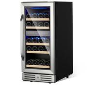 PioneerWorks 15 Inch Under Counter Wine Cooler, 29 Bottle Double Zone Wine Cooler, Mini Wine Cooler with Digital Temperature Control, Memory