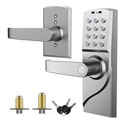 Pionevox Keyless Entry Keypad Door Lock with Handle-Digital Smartcode for Front Door, Commercial Keyless Entry with Handle for Bedroom, Office, and House Rental, Silvery (Left Hand)