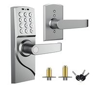 Pionevox Keyless Entry Keypad Door Lock with Handle-Digital Smartcode for Front Door, Commercial Keyless Entry with Handle for Bedroom, Office, and House Rental, Silvery (Right Hand)