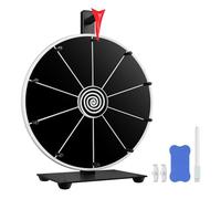 Pionites 12 Inch 10 Slots Prize Wheel Tabletop or Wall Mount Fortune Spin with Dry Erase Marker and Eraser for Engaging Home Parties, Trade Show, Carnival Events(Black)