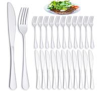 PionStar 24 Pieces Knife and Fork Sets, Premium Stainless Steel Cutlery Set for 12 People, Forks Set of 12 & Knives Set of 12, Dishwasher Safe/Mirror Polished, Silverware Set Include Knife and Fork