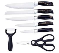 PionStar 7-Piece Professional Kitchen Set - Chef, Bread, Carving, Utility & Fruit Knives + Scissors & Peeler | Multi-Purpose Stainless Steel Kitchen Knife Design