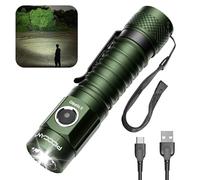 PIOOCAN S10Pro 2500 Lumens Rechargeable Tactical Flashlight, Compact Pocket Mini LED Super Bright Small Flashlight for Emergency, EDC, Searching, Camping, Hiking, Everyday Use (Green)