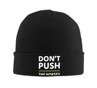 PIORUJK Women Men Cuff Beanie Don't Push The Horses Funny Winter Knitted Caps Beanies Skullies