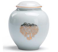 PIOSRTRR Small Urn for Human Ashes Keepsake,for Adult/Pet, Ceramic,Heart-Gold