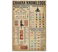 Pioujw-Chakra Knowledge Poster Multi Wall Décor Art Gift for Yogaer Chart Metal Tin Sign School Signs 8x12 Inch
