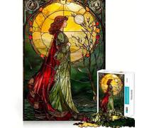 Pious Woman Stained Glass 1000 Pieces Jigsaw Puzzles for Teenagers Logic Sense Toy Simple Fun Smooth Edge Stylish Gift (50x75cm)