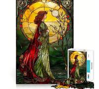 Pious Woman Stained Glass Jigsaw Puzzle 1000 Piece for Teenagers Logic Train Toy Light Relax Smooth Cut Wall Art Decor (38x52cm)