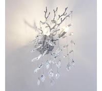 PIOUTNF Modern Crystal Wall Sconce, 10in Silver Tree Branches Sconces Wall Lighting, Indoor Light Decoration,Farmhouse Wall Sconce Luxury Bathroom Wall Lights