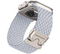 PIOWNN Braided Straps Compatible with Apple Watch Ultra 2 Strap 49mm 46mm 45mm 44mm 42mm - Stretchy Fabric Nylon Band with Parachute Buckle - for iWatch Series 10 9 8 7 SE 6 5 4 3 2 1, Light Blue