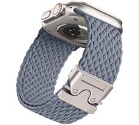 PIOWNN Braided Straps Compatible with Apple Watch Ultra 2 Strap 49mm 46mm 45mm 44mm 42mm - Stretchy Fabric Nylon Band with Parachute Buckle - for iWatch Series 10 9 8 7 SE 6 5 4 3 2 1, Blue Grey