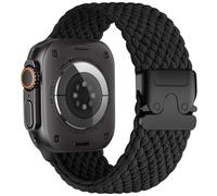PIOWNN Braided Straps Compatible with Apple Watch Ultra 2 Strap 49mm 46mm 45mm 44mm 42mm - Stretchy Fabric Nylon Band with Parachute Buckle - for iWatch Series 10 9 8 7 SE 6 5 4 3 2 1, Black