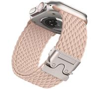 PIOWNN Braided Straps Compatible with Apple Watch Ultra Strap 49mm 46mm 45mm 44mm 42mm - Stretchy Fabric Nylon Band with Parachute Buckle - for iWatch Series 10 9 8 7 SE 6 5 4 3 2 1, Flesh Pink