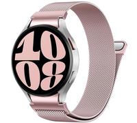 PIOWNN Magnetic Strap Compatible with Samsung Galaxy Watch 7 6 5 4 Strap 40mm 44mm, One-Click Connector Metal Mesh Loop Band for Galaxy Watch 6 Classic 47mm 43mm/Watch 4 Classic/Watch 5 Pro/FE, Pink