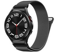 PIOWNN Magnetic Strap Compatible with Samsung Galaxy Watch 7 6 5 4 Strap 40mm 44mm, One-Click Connector Metal Mesh Loop Band for Galaxy Watch 6 Classic 47mm 43mm/Watch 4 Classic/Watch 5 Pro/FE, Black
