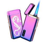 PIOYYDS Electric Arc Lighter Jet Flame Torch 2 in 1, USB Rechargeable with Windproof Infinity Refillable Butane Cycle Charge Cool for (Rainbow Ice)