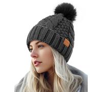 PIOZAED Women's Winter Pompom Beanie Warm and Cozy Knit Hat Fleece Lining Skull Cap for Women