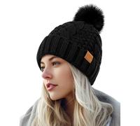 PIOZAED Women's Winter Pompom Beanie Warm and Cozy Knit Hat Fleece Lining Skull Cap for Women