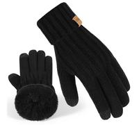 PIOZAED Women's Winter Warm Ribbed Knit Gloves - Thermal Warmth, Super Soft Acrylic in Cold Weather