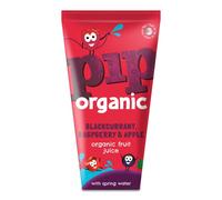 Pip Organic Blackcurrant, Raspberry & Apple Juice with Spring Water | 1 of Your 5 a Day | Recyclable Packaging | No Added Sugar, Sweeteners, Colouring, Flavouring or Preservatives | 24x180ml Cartons