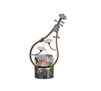 Pipa Tabletop Waterfall Indoor Fountain w/Fish Tank & LED Light 2 Tier Glass Lotus Water Fountain Mist Zen Decor Meditation Ornament