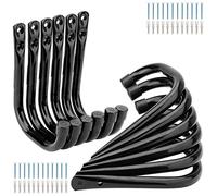pipabiba 12 Pcs Garage Hooks, Heavy Duty J Hooks Max Load 20KG, Wall Mount Steel Utility Hanger Hanging Storage Organiser Hangers for Garden Hose, Power Tool (14cm x 10.6cm)