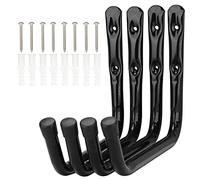 pipabiba 4 Pack Garage Storage Ladder Hooks, 28cm Arm Heavy Duty Wall Mount Bike Rack, Organizer Hanger Lold Capacity 20KG (18cm x 28cm)