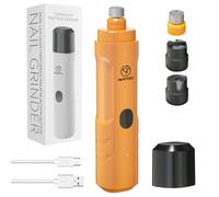 PIPAFFEED Dog Nail Grinder with 2 LED Lights, 3-Speed Rechargeable & Quiet - Upgraded Electric Pet Nail Trimmer for Small Medium Large Dogs Cats, Painless Paws Grooming Tool -Orange