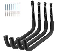 PiPaFox Garage Storage Hook, 39cm Heavy Duty Steel Kayak Storage Rack, 4 Pack Wall Mount Garage Hanger for Ladder, Canoe, Surfboard, Paddle Board