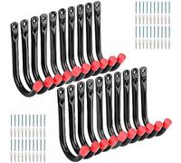 PiPaFox Garage Storage Hooks, 20 Pcs Heavy Duty J Hooks, 9cm Wall Mount Steel Utility Hanger for Ladder, Bike, Garden Hose, Rope, Sports Equipment