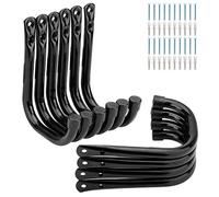 PiPaFox Garage Storage Hooks, Heavy Duty Organizer Utility Hook, Wall Mount System Hangers for Ropes, Boots, Shovels, Garden Tools, Bulk Items (Black, 14cm x 10.6cm)