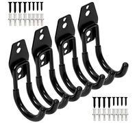 PiPaFox Garage Storage Utility Double Hooks, Heavy Duty Wall Mount Organizer Tool Hanger with Anti-Slip Coating, 4 Pack 2.8" Round J Hook