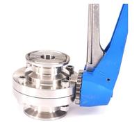 Pipe 38mm 1.5" Tri Clamp Ferrule O/D 50.5mm 304 Stainless Steel Tri Butterfly Valve