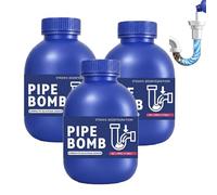 Pipe Bobo Drain Cleaner 3-Pack, Professional Strength Pipe Bomb Drain Clog Remover for Sinks, Showers & Tubs, Heavy Duty Powder to Unclog Drains & Eliminate Odors | 3 Bottles