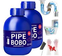 Pipe Bobo Drain Cleaner, Drain Unblocker, Pipe Dredging Agent, Drain Unclogger Powerful Pipeline Dredging, Fast Acting Pipes Cleaner for Sinks, Showers, Toilets & Floor Drains (2pcs)