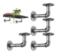 Pipe Bracket, Pipe Shelf Bracket, 4PCS Vintage Heavy Duty Metal Shelf Brackets for Home