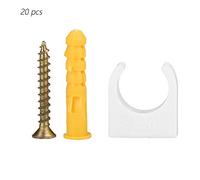 Pipe Clamp U Shaped Plastic Pipe Clamp Set with Screws for Water Pipe Gas Pipe Cable Pipe Support and Fixation on Wall or Ground PPR Material 16mm 20mm 25mm 32mm 20pcs (20mm+Screw 20pcs)