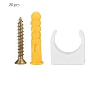 Pipe Clamp U Shaped Plastic Pipe Clamp Set with Screws for Water Pipe Gas Pipe Cable Pipe Support and Fixation on Wall or Ground PPR Material 16mm 20mm 25mm 32mm 20pcs (25mm+Screw 20pcs)