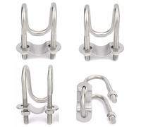 pipe clamps 4PCS M6 M8 U Shape Bolt, 304 Stainless Steel Double U Cross Pipe Clamp Buckle for Handrail Mounting(M8*25 * 32)