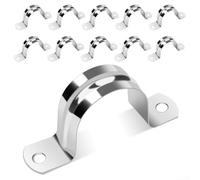 Pipe clamps constructed from 304 stainless steel for mounting water pipes and cables with U shaped design to provide secure hold on various surfaces (40mm 10pcs)