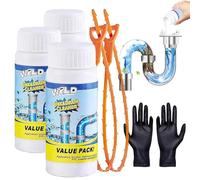 Pipe Cleaner Extremely Strong Drain Cleaner, Drain Cleaner Foam Extra Strong, Highly Effective Pipe Cleaner with Active Foam, for Kitchen and Bathroom, Removes Blockages (3PCS)