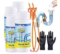 Pipe Cleaner Extremely Strong Drain Cleaner, Drain Cleaner Foam Extra Strong, Highly Effective Pipe Cleaner with Active Foam, for Kitchen and Bathroom, Removes Blockages (4PCS)