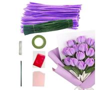 Pipe Cleaner, Pipe Cleaners Craft, Artificial Tulips Bouquet Colored Pipe Cleaners with Detailed Instruction DIY Arts Pastel Pipe Cleaners Supplies for Wedding Gift Decor Style 1