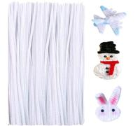 Pipe Cleaners 100 Pcs Pipecleaners, Christmas Craft Pipe Cleaners, Pipe Cleaners Chenille Stem, Pipe Cleaners Bulk, Art Pipe Cleaning Tool for Creative Home Decoration Arts Crafts Project (White)