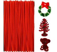 Pipe Cleaners 100 Pcs Pipecleaners, Christmas Craft Pipe Cleaners, Pipe Cleaners Chenille Stem, Pipe Cleaners Bulk, Art Pipe Cleaning Tool for Creative Home Decoration Arts Crafts Project (Red)