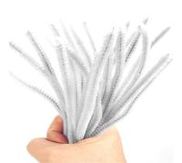 Pipe Cleaners Colorful Chenille Stems Pipe Cleaner Plush Tinsel Stem Wired Stick Twist Hair Strip DIY Handmade Craft Educational Toy(White,100PCS)