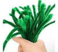 Pipe Cleaners Colorful Chenille Stems Pipe Cleaner Plush Tinsel Stem Wired Stick Twist Hair Strip DIY Handmade Craft Educational Toy(Dark Green,100PCS)