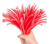Pipe Cleaners Colorful Chenille Stems Pipe Cleaner Plush Tinsel Stem Wired Stick Twist Hair Strip DIY Handmade Craft Educational Toy(Red,100PCS)